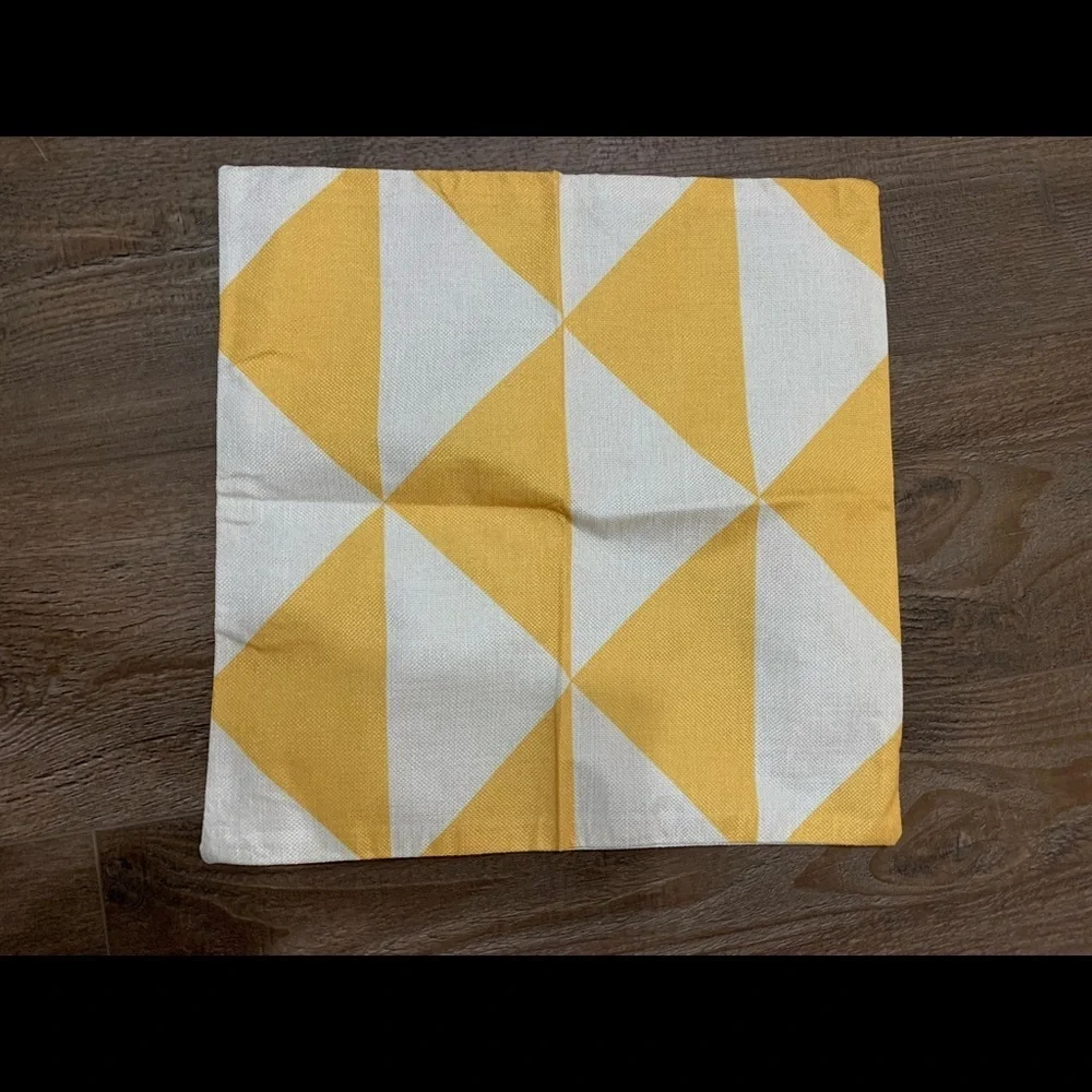 Geometric Yellow and White Throw Pillow